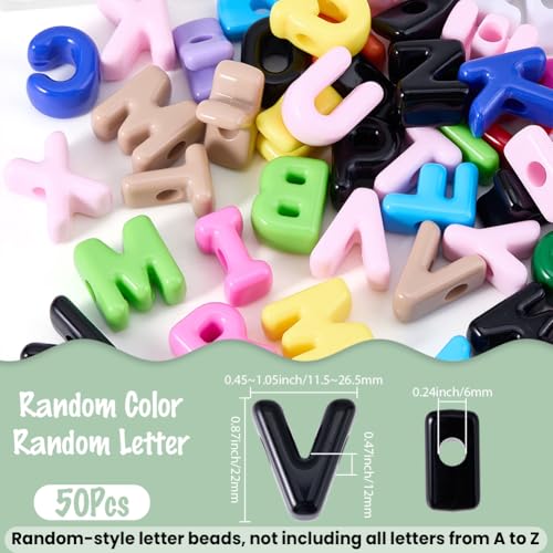 50Pcs Random Styles Letter Shaped Beads Alphabet Acrylic Beads Bulk Plastic Opaque Colorful Cartoon Letter Spacers for Jewelry Making Findings DIY Crafts Gifts Bracelet Earrings Adults - style: Style 6