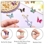 Ipotkitt 10 Pcs Glass Butterfly Charms Clear Micro Pave Cubic Zirconia Butterfly Charms Colorful Crystal Insect Charms for Jewelry Making Accessories - color: 10pcs-Glass Butterfly Charms-24x21x4mm