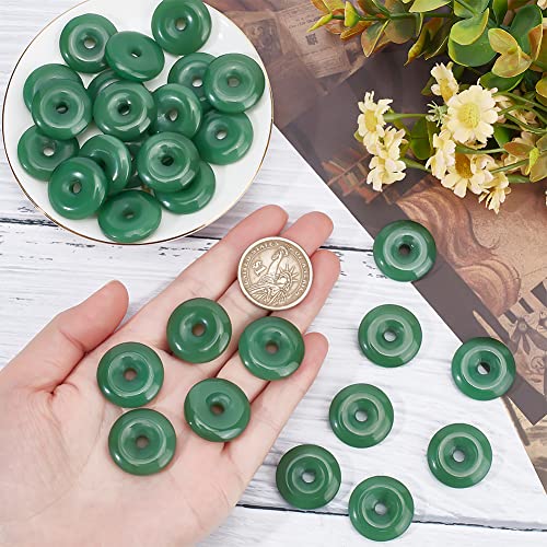NBEADS 30 Pcs Lampwork Donut Beads, 23x5.5mm Flat Round Imitation Jade Donut Stone Beads Pendants Large Hole Disc Crystals Beads for Jewelry Making, Hole: 4mm - color: 30 Pcs Green Lampwork Beads