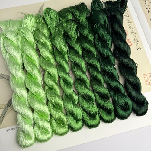 100% Nature Mulberry Handmade Embroidery Silk Thread Woven Jewelry Accessory Artificial Flowers Cross Stitch Floss DIY Sewing Kits 8 Gradient Colors 110m Each (31) - color: 31