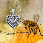 SOULMEET Personalized Silver Locket Necklace That Holds Pictures Photo Keep Someone Near to You, Memorial Custom Lockets Necklaces Letters Engraving for His Her - color: E-Bee-Black, style: Locket+Custom Photo