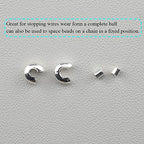 2mm Tiny Tube Crimp Beads and 4mm Crimp Bead Knot Covers Half Round Easy to Position Two Sides Keep Flush Close Neatly Evenly Stop Wire Wear No Irritate for Jewelry Craft Silver 90sets - size: 4mm-2mm-Silver-90Pcs