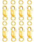 Dailyacc 925 Sterling Silver Lobster Clasp with Closed Jump Rings Gold Necklace Clasps and Closures for Jewelry Bracelet Extender,Made in Italy - color: 8pcs Gold, size: 0.39IN/10MM