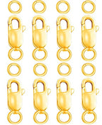 Dailyacc 925 Sterling Silver Lobster Clasp with Closed Jump Rings Gold Necklace Clasps and Closures for Jewelry Bracelet Extender,Made in Italy - color: 8pcs Gold, size: 0.47IN/12MM