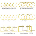 60pcs Beading Hoop Earring Findings Hypoallergenic Hexagon Square Round Earring Hoop Open Bezel Pendant Frame for DIY Crafts Accessories Supplies(Gold,3Shapes) - color: 60PCS;Square,Hexagon,Round;Gold