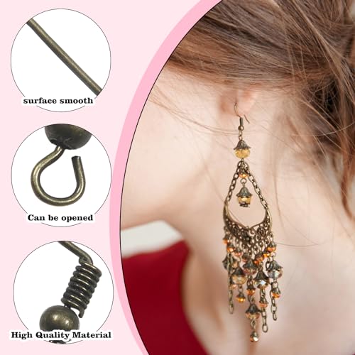 TOAOB 100pcs Earring Hooks Hypo Allergenic French Ear Wires with Ball and Coil 18mm Antique Bronze Fish Hook Earrings Making Supplies Jewelry Findings - color: Antique bronze