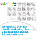 Ooly 28 PC DIY Shrinking Art Kit for Kids, 20 Plastic Pre Cut Charms and More, No Mess Creative Activity Jewelry Making Kit - Fun Friends - color: Fun Friends Charms