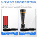 4PCS 1/2" Drive Wheel Protector Impact Socket, Non-Marring Lug Nut Deep Socket Set, CR-MO, 6 Point, Color-Coded Protective Socket | Metric 17 19 21 22 mm - size: 1/2" Protective Cover Sockets 4pcs