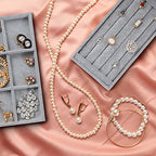 Houseables Jewelry Drawer Organizer, Jewelry Organizer For Drawer, Velvet Tray, Box Divider Inserts, Box Inserts, Flat Stackable Trays, Earring, Ring, Necklace, Bracelet, Display, Vanity Dresser, Safe