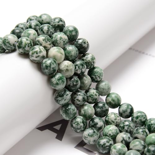 122Pcs(2 Strand/Set) 6mm Green Spot Jasper Smooth Round Beads Natural Stone Beads AAA Grade Premium Round Gemstone Genuine Real Stone Loose for DIY Bracelet Jewelry String Making - color: Green Spot Jasper, size: 6mm