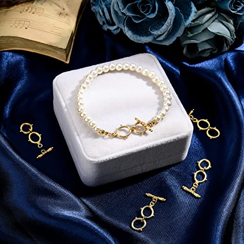 BENECREAT 6 Sets 18K Gold Plated Brass Toggle Clasps Double Ring Clasps and Metal Bar for Necklace Chain Bracelets Jewelry Making Craft DIY