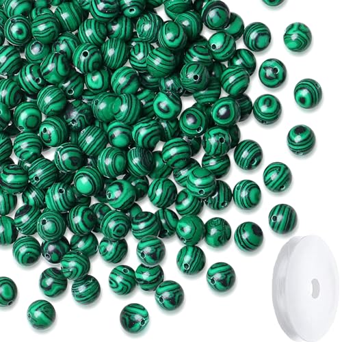 Natural Malachite Beads 100Pcs 8mm Crystal Beads Loose DIY Round Green Stone Bead for Bracelet Necklace Earrings Making - color: C-Green Malachite, size: 100pcs