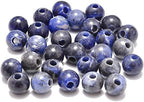 AD Beads Natural Gemstone 10mm Round Loose Beads Big Hole 2mm Sized 30pcs (Blue Sodalite) - color: Blue Sodalite