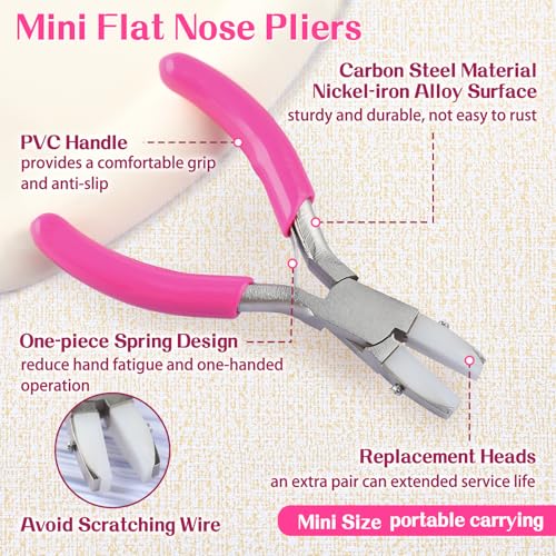 SPEEDWOX 3.5-Inch Double Nylon Flat Jaw Pliers for Jewelry Making Flat Nylon Jaw Pliers Small Plier Soft Jaws Plier Ring Bending Tool Jewelry Making Plyer Smooth Jaws Plyers - style: Flat Nylon Jaw Pliers