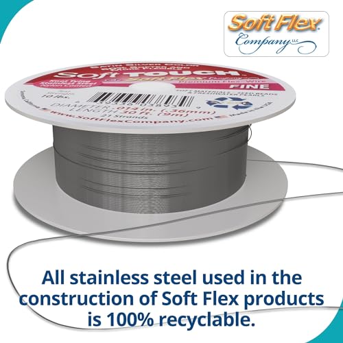 Soft Flex 21 Strand Stringing Wire - Flexible Braided - Fine 0.14 Diameter - Jewelry Making Bead Wire - Satin Silver - style: 30 Feet
