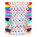 Friendship Bracelets Boho Stackable Bracelets for Women Surfer Heishi Clay Bead Bracelets Stretch Preppy Bracelets Colorful Boho Bracelets for Women - color: 12PCS Red Believe
