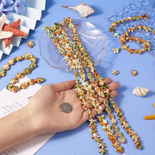 6 Strand Turquoise Spacer Beads Starfish Turtle Cross Leaf Butterfly Painted Beads Summer Ocean Loose Beads Crafts 8 Colors 13-17mm for DIY Bracelet Necklace Earring Jewelry Making - color: Mixed Color-A