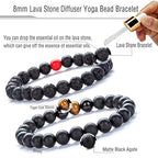 Hamoery Men Women 8mm Tiger Eye Stone Beads Bracelet Elastic Natural Stone Yoga Bracelet Bangle - color: A-2 Pcs Set 4-21003