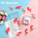 40 Pcs Pink Resin Flamingo Charms, Cute Flatback Animal Embellishments for Scrapbooking, Hair Clips, Phone Case, Crystal Mud, Craft Supplies