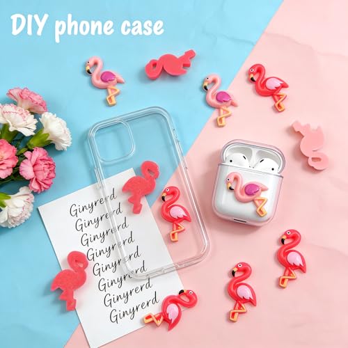 40 Pcs Pink Resin Flamingo Charms, Cute Flatback Animal Embellishments for Scrapbooking, Hair Clips, Phone Case, Crystal Mud, Craft Supplies