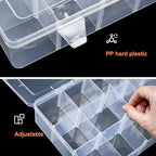 Gospire 2PCS 15 Large Grids Clear Plastic Jewelry Box Organizer Storage Container with Removable Dividers - color: Clear-15 Grids*2