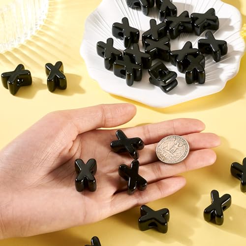 Craftora 30Pcs 20mm Black Large Letter Beads, Acrylic Big Alphabet Beads, Chunky Initial Letter X Bead with Large Hole for Friendship Bracelets Keychain Bag Charms Shoelaces - color: Letter X