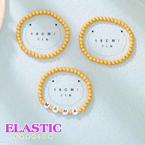 JEWEKY Easter Heishi Bracelets Gold Beaded Polymer Clay Bunny Pendant Bracelet Jewelry Accessories - color: B-Mother's Day