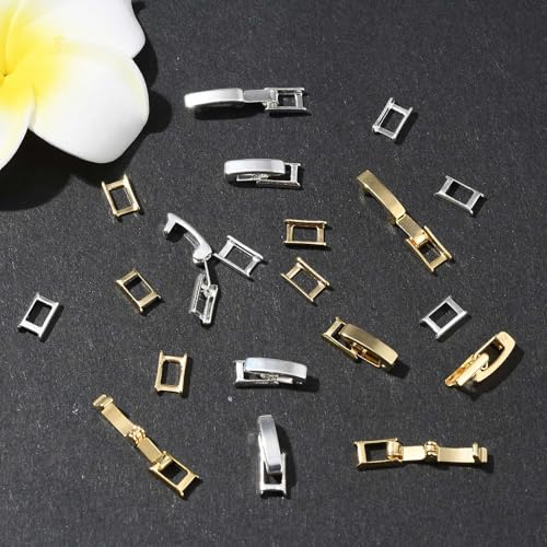 DanLingJewelry 10Pcs Golden & Silver Color Fold Over Jewelry Clasps Brass Watch Band Extender Clasps for DIY Watch Jewelry Making - color: 10pcs - watch band clasps - 17x4.5x4mm