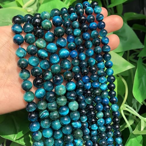 8mm Blue Tiger-Eye Natural Stone Beads Round Loose Beads for Jewelry Making Yochus DIY Beads Bracelet Necklace - color: Blue Tiger-Eye, size: 8mm