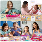TingingYuli Friendship Bracelet Making Kit for Girls 8-12, DIY String Bracelet Maker with 3-Layer Storage Box, Arts and Crafts for Kids Ages 6-12, Easter Christmas Birthday Gift Set - color: White/Rose