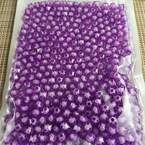 Cube 400pcs Faceted Square Transparent 8mm Glass Beads Crystal Spacers, Round Beads Inside for Jewelry Making (Purple) - color: Rainbow,White,Purple