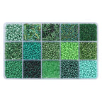 Mix 15 Color Glass Seed Tube Beads Glass Bugle Beads Loose Kit for Jewelry Making DIY Craft Beading (Mix 15 Color, Green) - color: Green