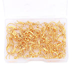 BEADIA 18K Gold Plated Earring Hooks 16x16mm 80pcs with Beads for Jewelry Making Findings - size: Hooks 3# 16x16mm