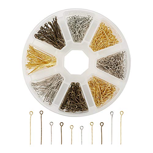 Craftdady 650pcs Mixed Color Open Eye Pins 16-30mm Iron Head Pins for Jewelry Making, Hole: 2mm - color: Mixed Colors, Open Eye Pins