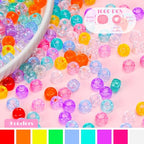 Sunlode Glitter Pony Beads Bulk 1000+ Pieces, 9 Colors 6x9mm Sparkly Clear Acrylic Beads Large Plastic Kandi Bead for Bracelets Big Hole Hair Braids Jewelry Making Crafts DIY Projects - color: Twinkling Fine Glitter 1000pcs