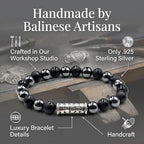 Kartini Studio Matte Black Onyx and Hematite Bracelet, Men's Sterling Silver Beads Bracelet, Quality Bead Jewelry for Man