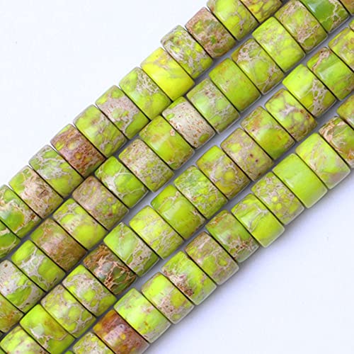Natural Stone Heishi Beads for Necklace Making, 4 mm x 2 mm Small Flat Round Stone Loose Heishi Disc Gemstone Beads for Jewelry Making Craft Bracelet Earrings Necklace - Green Imperial Jasper - color: Green Imperial Jasper, size: 2mm X 4mm