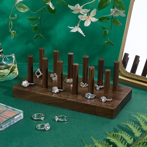 PH PandaHall 12 Cones Wood Ring Holder Ring Display Stand Fingers Rings Organizer Rings Display Case Jewelry Storage Organizer for Retail Selling Vendors Exhibition Jewelry Showcase