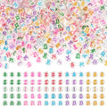 500Pcs Transparent Vowel Letter Acrylic Beads Clear Colorful Flat Round Capital Letter Alphabet Loose Spacer Beads for DIY Bracelet Necklace Keychain Jewelry Making 7x3.5mm - color: Transparent