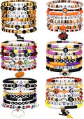 LUYI 32 Pcs Preppy Jewelry Bracelets for Women Clay Bead Colorful Surfer Heishi Bracelet Set Stackable Beaded Friendship Stretch Bracelets Boho Y2K Summer Beach Elastic Layering Bracelets - style: 48PCS-Hallowee