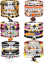 LUYI 32 Pcs Preppy Jewelry Bracelets for Women Clay Bead Colorful Surfer Heishi Bracelet Set Stackable Beaded Friendship Stretch Bracelets Boho Y2K Summer Beach Elastic Layering Bracelets - style: 48PCS-Hallowee