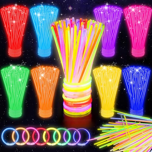 SHQDD 100 Glow Sticks Bulk Party Pack, 8” Neon Glow Sticks, DIY Glowsticks with Connectors Bracelets & Necklaces, Glow in the Dark Party Supplies for Kids, Adults, Parties, Halloween & New Year - style: 100PCS