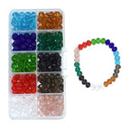 Briolette Crystal Glass 300pcs 8mm Beads Finding Spacer Beads Faceted with Container Box Beads for Making Jewelry 10 Colors (8mm) - size: 8mm