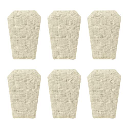 MOOCA 6 Pcs Set Beige Linen Mini Earring Stand Necklace Chain and Pendant Display Stand, Jewelry Display Holder Stand, Jewelry Showcase, 3 1/4 in Height - color: Beige Linen