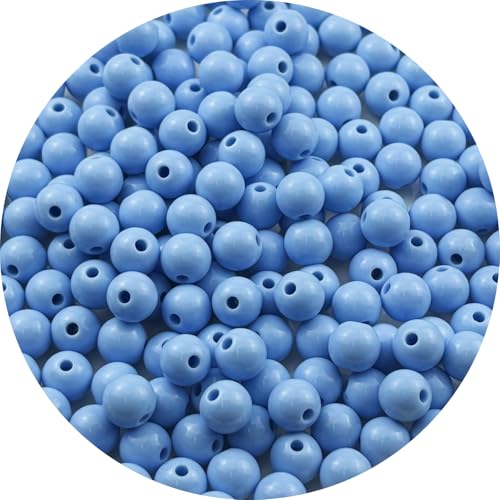 200pcs Acrylic Round Beads for Crafts 10mm Resin Candy Color Spacer Beads with Hole for Jewelry Making Sewing Crafts Decoration Necklaces Bracelets Earrings Supplies(Blue) - color: Blue, size: 10mm