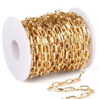 33FT Gold Paperclip Chain Roll 5.5MM Gold Plated Aluminum Paperclip Link Chains Spool Bulk for Jewelry Making - color: gold, size: 5.5MM