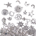 stino 100 Gram Metal Charms for Jewelry Making, Silver & Gold Plated, Bulk Pack for Bracelets, Necklaces, Crafts - color: Celestial Silver