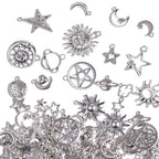 stino 100 Gram Metal Charms for Jewelry Making, Silver & Gold Plated, Bulk Pack for Bracelets, Necklaces, Crafts - color: Celestial Silver