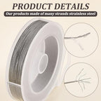 BENECREAT 300-Feet 7-Strand Beading Wire, 0.018inch/ 0.46mm Tiger Tail Bead Stringing Wire for Jewelry Making Threading Necklace Bracelet Crafts - color: Lightgrey, size: 0.46mm - 7 Strands