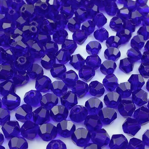 400pcs Bicone Crystal Beads 4mm Crystal Glass Faceted Beads for Necklace Bracelet Earrings DIY Jewelry Crafts Making Supplies(Deep Blue) - color: Deep Blue, size: 4mm